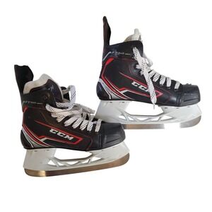 CCM JetSpeed FT340 Ice Hockey Skates Black Red White Youth Size 3 EU 35